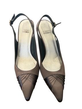 Stuart Weitzman Dk Silver Gray Pointed Slingback Pumps-Size 8.5M